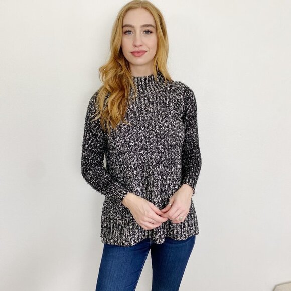 ZARA KNIT Black & White Turtleneck Sweater Small - Picture 3 of 3